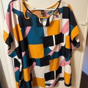 SHEIN Yellow and Blue Oversized Blouse